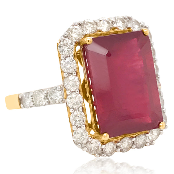 Diamond Ring Cushion-shaped Ruby - Lueur Jewelry