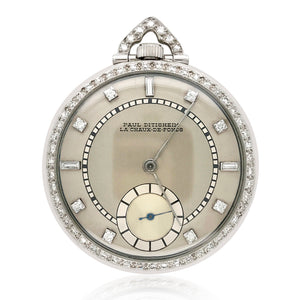 Paul Ditisheim, Platinum Diamond Pocket Watch - Lueur Jewelry