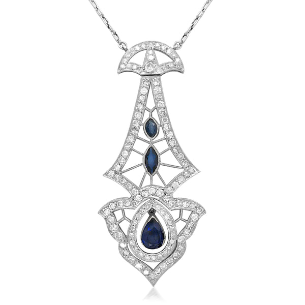 Diamond Sapphire Pendant - Lueur Jewelry