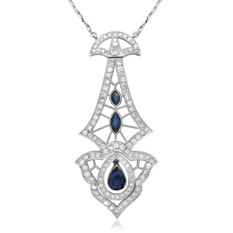 Diamond Sapphire Pendant - Lueur Jewelry