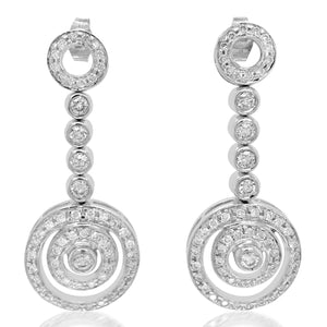 Platinum Circle-motif Diamond Earrings - Lueur Jewelry