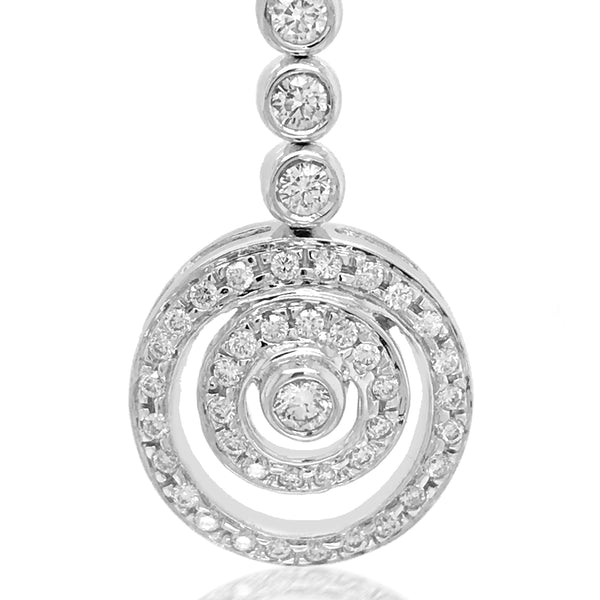 Platinum Circle-motif Diamond Earrings - Lueur Jewelry