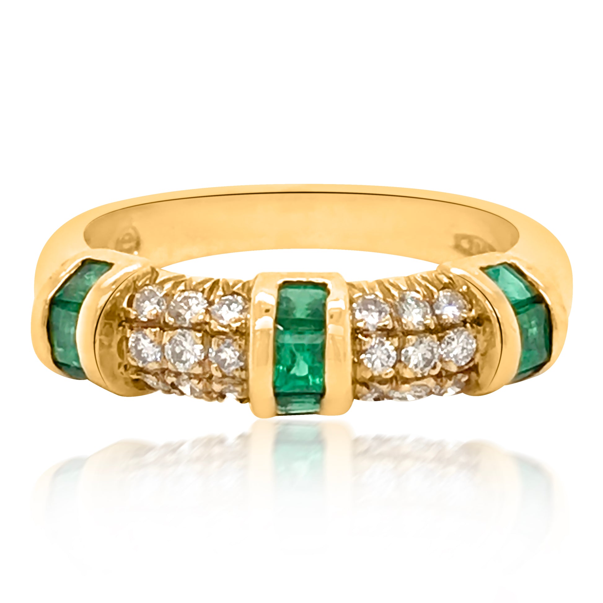 18K Yellow Gold Emerald Diamond Ring - Lueur Jewelry