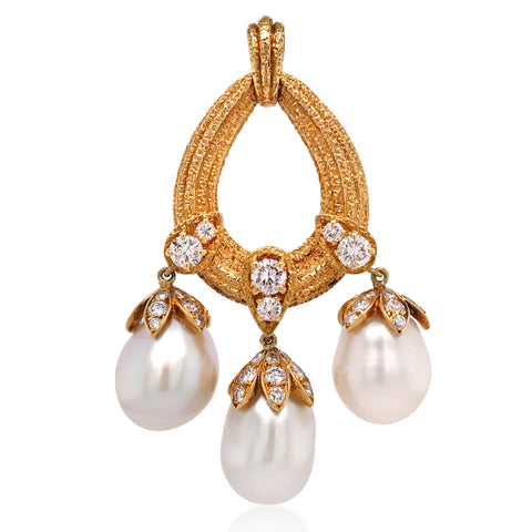 Van Cleef & Arpels, Pearl and Diamond Pendant - Lueur Jewelry