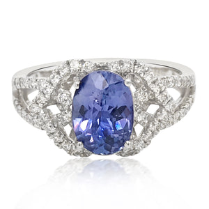 Platinum, Sapphire  Diamond Ring - Lueur Jewelry