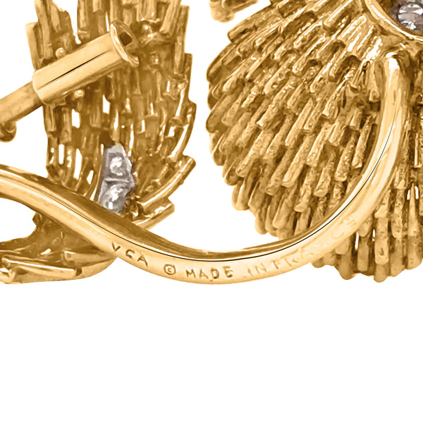 Van Cleef & Arpels, 18K Yellow Gold Platinum Diamond Brooch - Lueur Jewelry