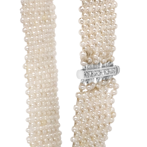 Weave Pearl Necklace with Diamond - Lueur Jewelry