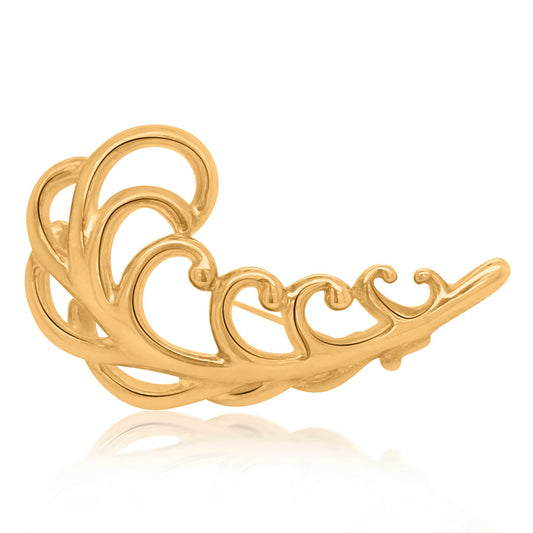 Tiffany, 18K Gold Feather Brooch - Lueur Jewelry