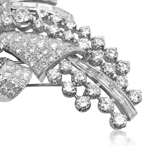 Platinum Diamond Double-clip Brooch - Lueur Jewelry