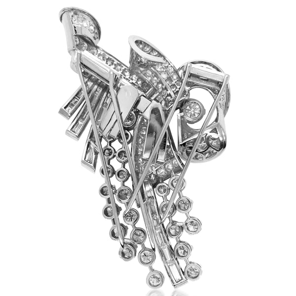 Platinum Diamond Double-clip Brooch - Lueur Jewelry