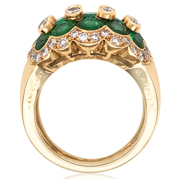 Van Cleef & Arpels, Emerald Diamond Gold Ring - Lueur Jewelry