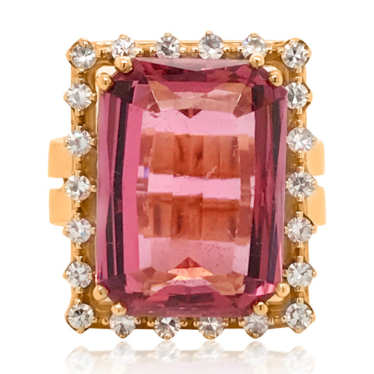 18K Gold Tourmaline Diamond Ring - Lueur Jewelry