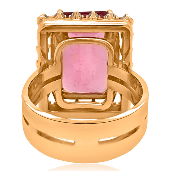 18K Gold Tourmaline Diamond Ring - Lueur Jewelry