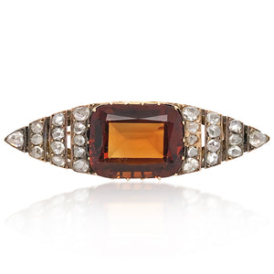 Faberge, Diamond Citrine Gold Brooch - Lueur Jewelry