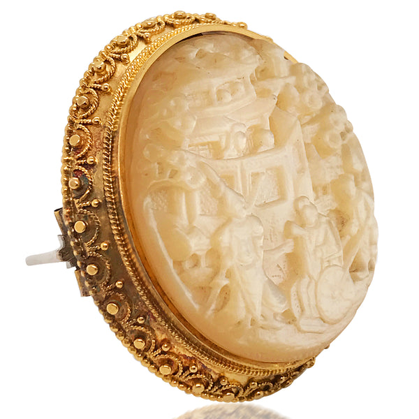 English Mother-of-Pearl Gold Brooch - Lueur Jewelry