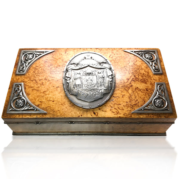 Faberge, Burlwood Silver Box of Prince Gagarin - Lueur Jewelry