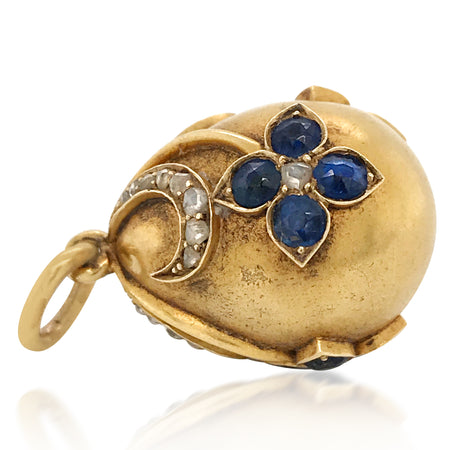 Faberge, Sapphire Gold Egg - Lueur Jewelry