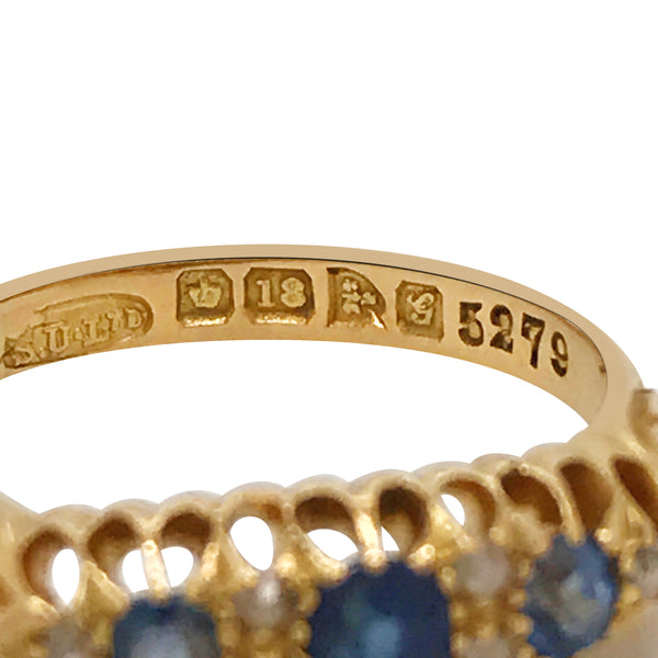 Antique Sapphire Diamond Ring - Lueur Jewelry