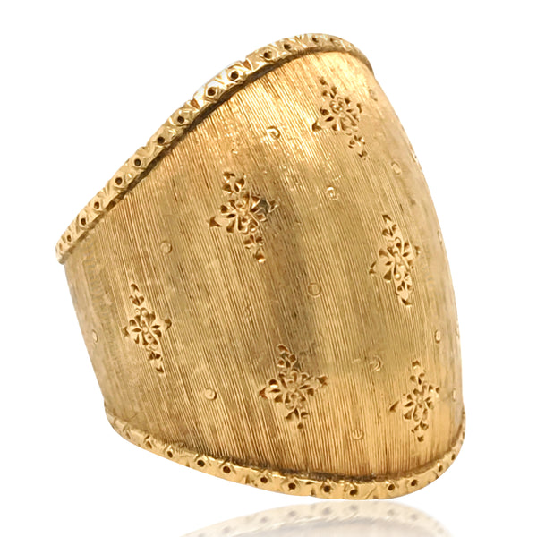 Buccellati, Wide Gold Tapered Band Ring - Lueur Jewelry
