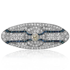 Diamond Sapphire Oval-shaped Brooch - Lueur Jewelry