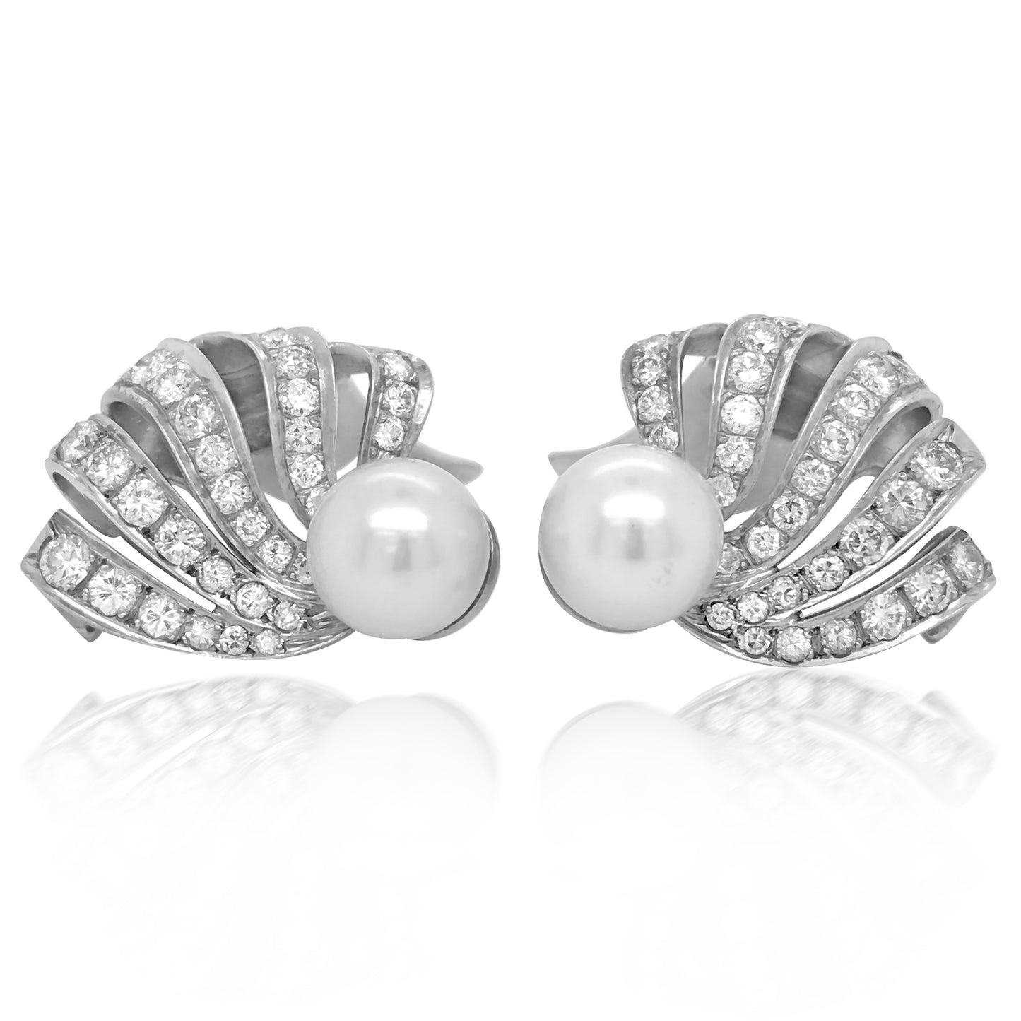Diamond Pearl Earrings - Lueur Jewelry
