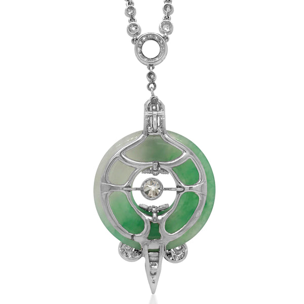 Jadeite Diamond Pendant Necklace - Lueur Jewelry
