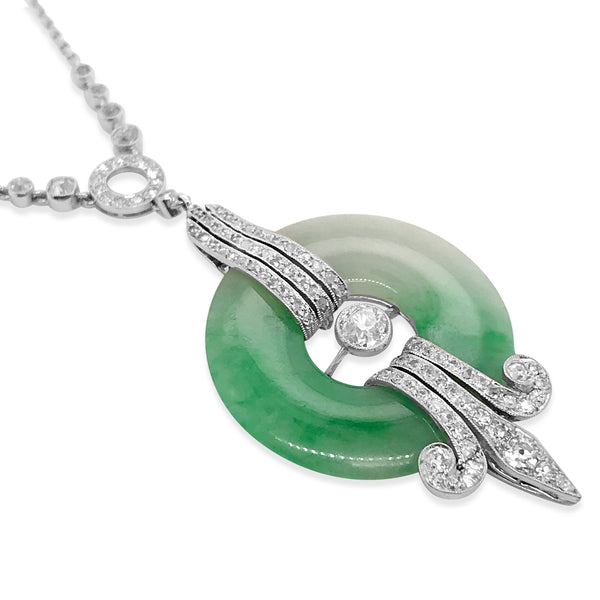 Jadeite Diamond Pendant Necklace - Lueur Jewelry