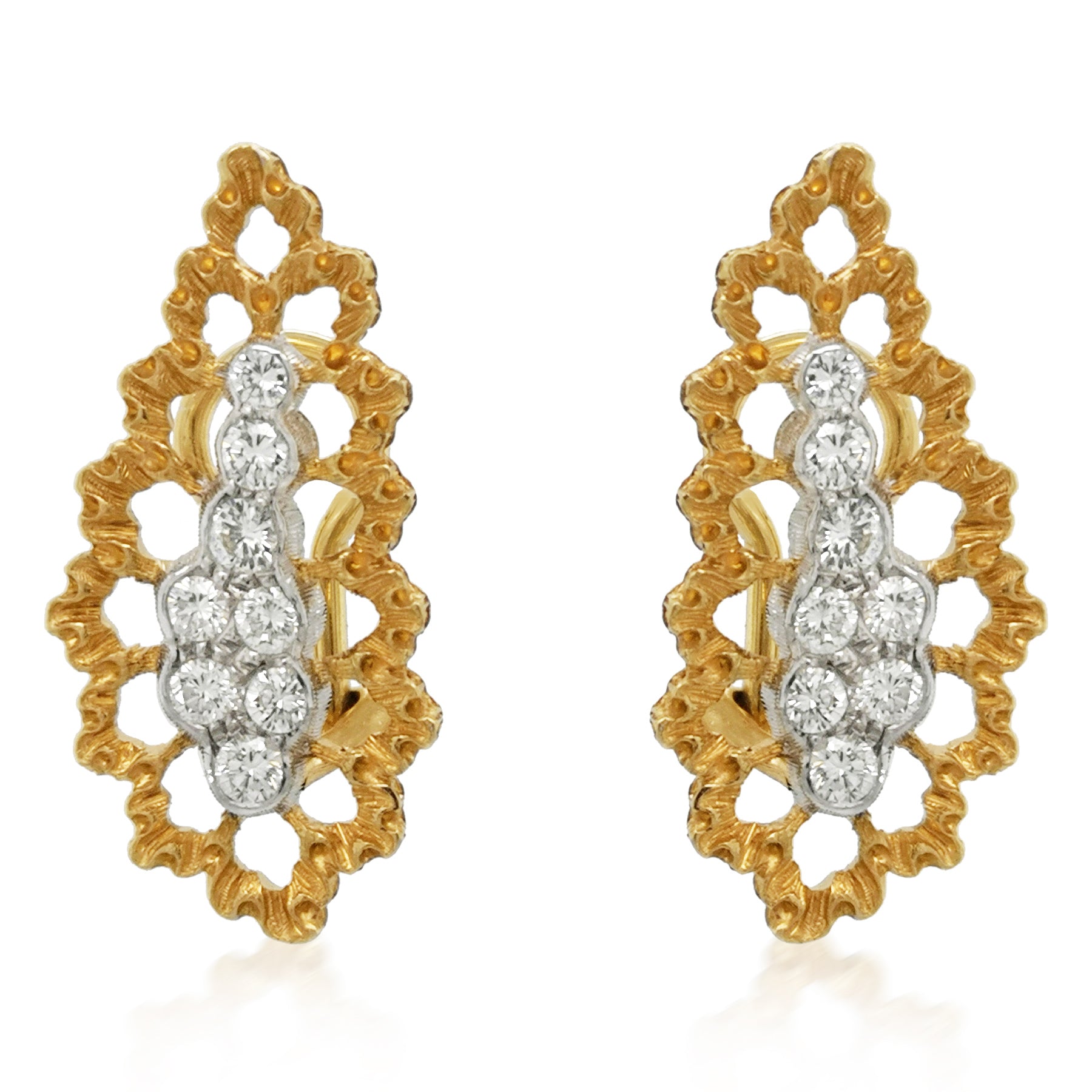Buccellati, 18K Two-color Gold Diamond Earrings - Lueur Jewelry