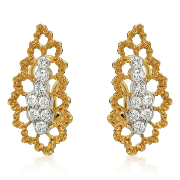 Buccellati, 18K Two-color Gold Diamond Earrings - Lueur Jewelry