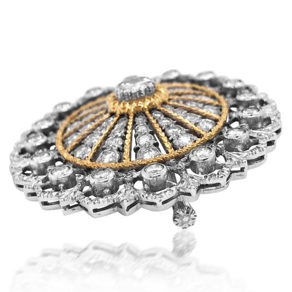 Mario Buccellati, Two-Color Gold and Diamond Brooch - Lueur Jewelry