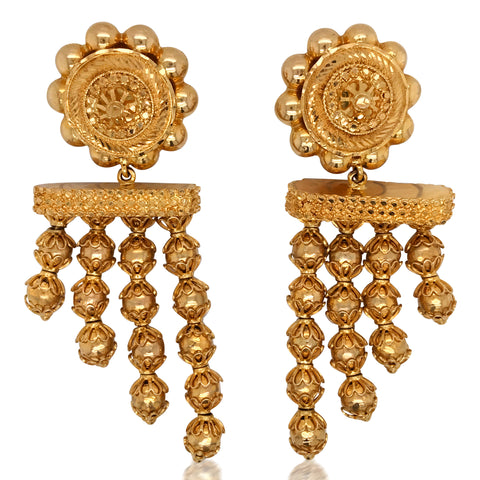 Gold Tassle Eardrops - Lueur Jewelry