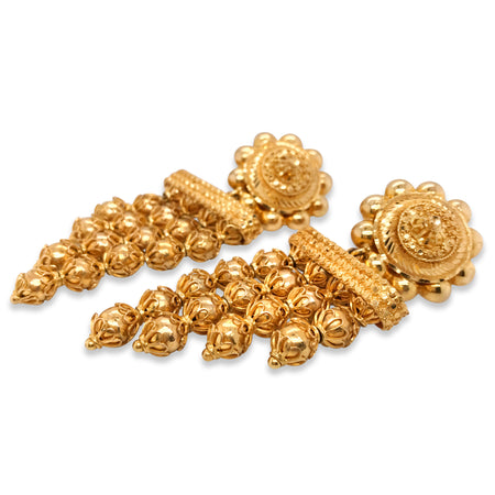 Gold Tassle Eardrops - Lueur Jewelry