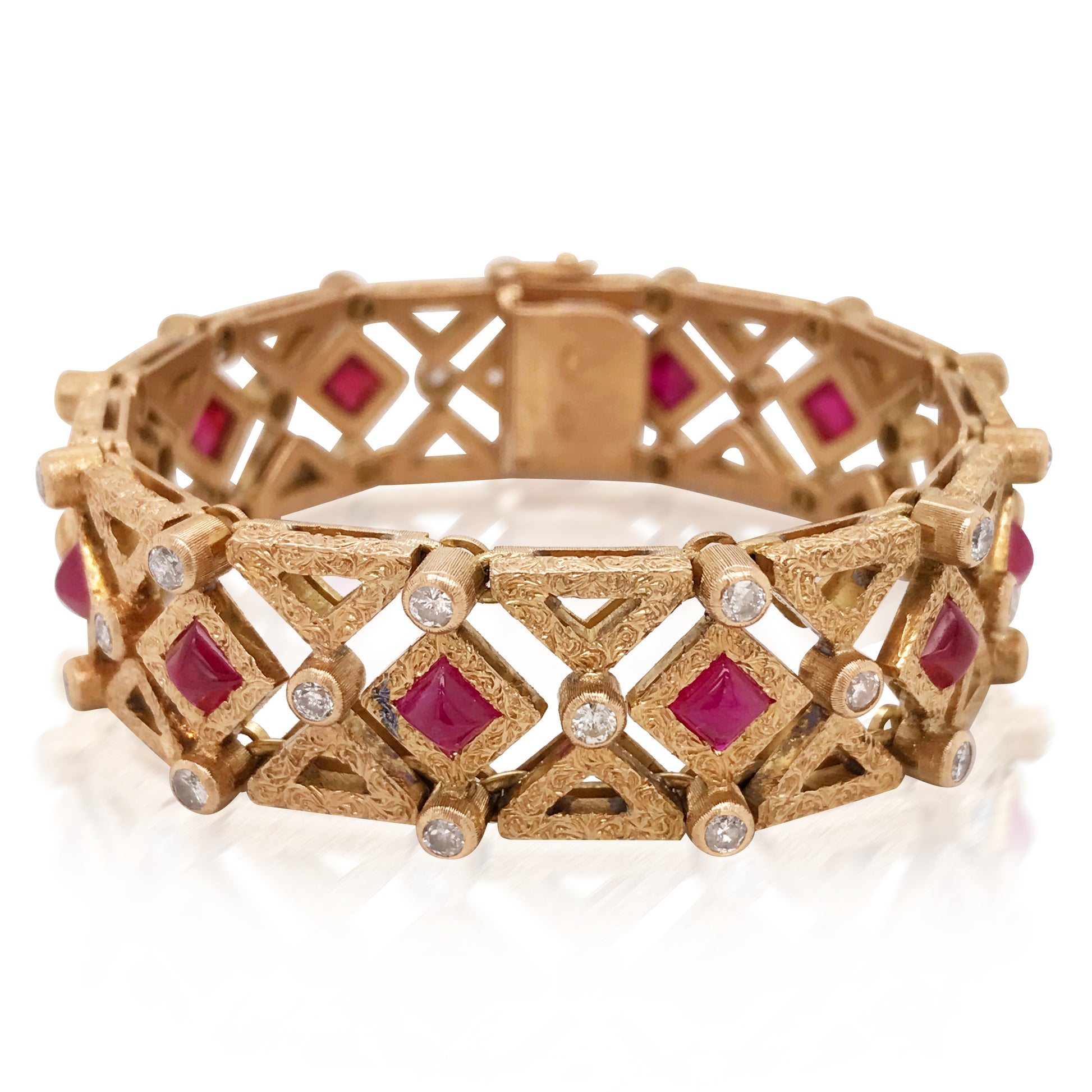 Buccellati, Ruby Diamond Gold Bracelet - Lueur Jewelry