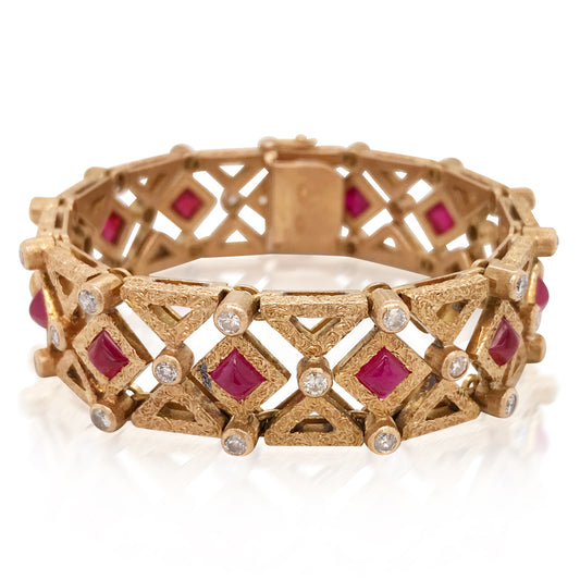 Buccellati, Ruby Diamond Gold Bracelet - Lueur Jewelry