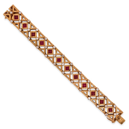 Buccellati, Ruby Diamond Gold Bracelet - Lueur Jewelry