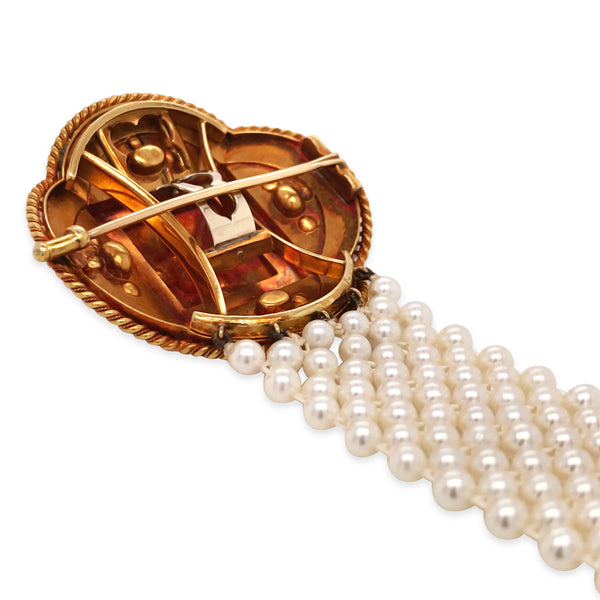 18K Gold Emerald Pearl and Diamond Bracelet - Lueur Jewelry