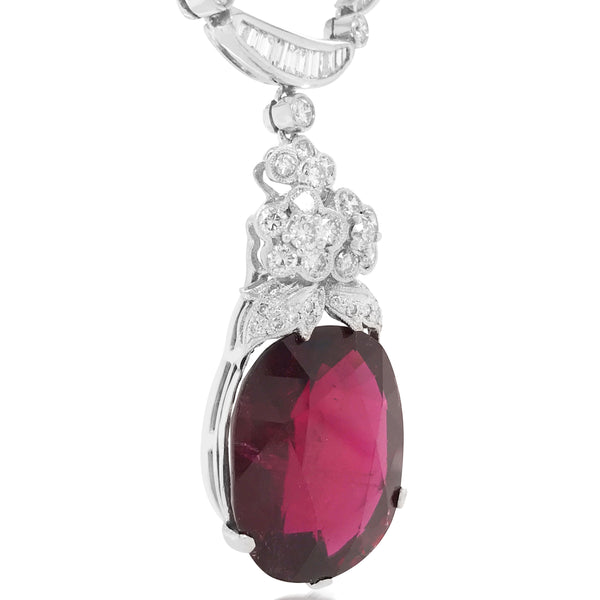 Diamond Necklace with Garnet Droplet - Lueur Jewelry