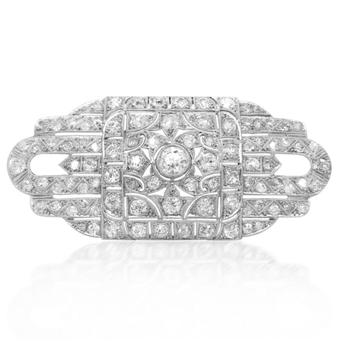 Art Deco Diamond Brooch - Lueur Jewelry