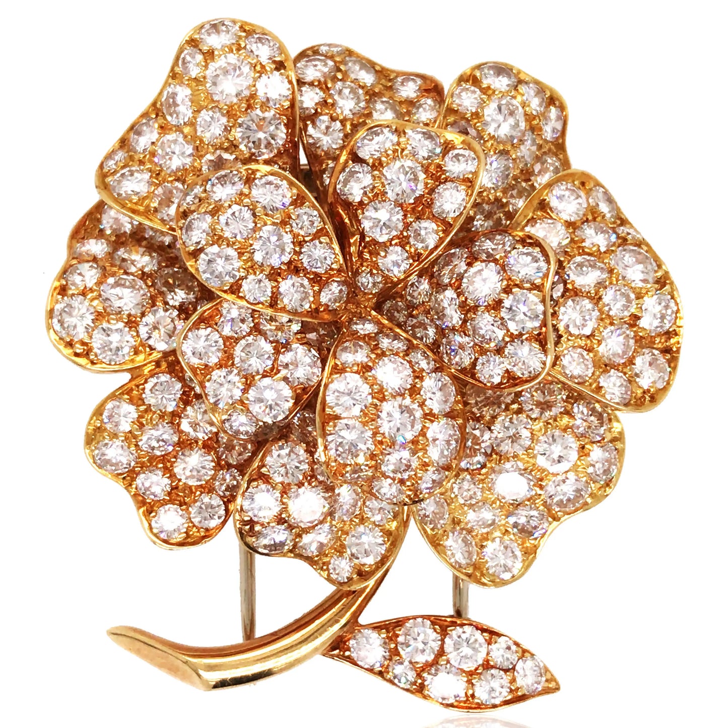 Van Cleef & Arpels, Diamond Gold Flower Brooch VCA