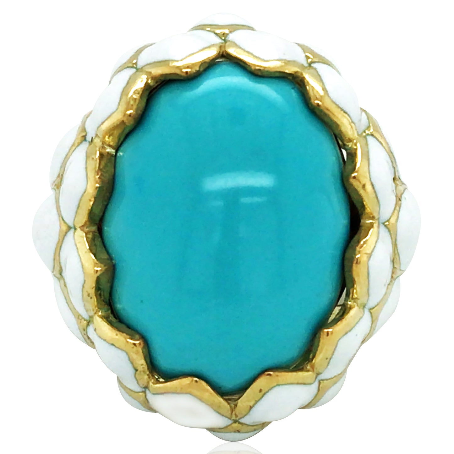 David Webb, 18K Gold Turquoise Enamel Ring