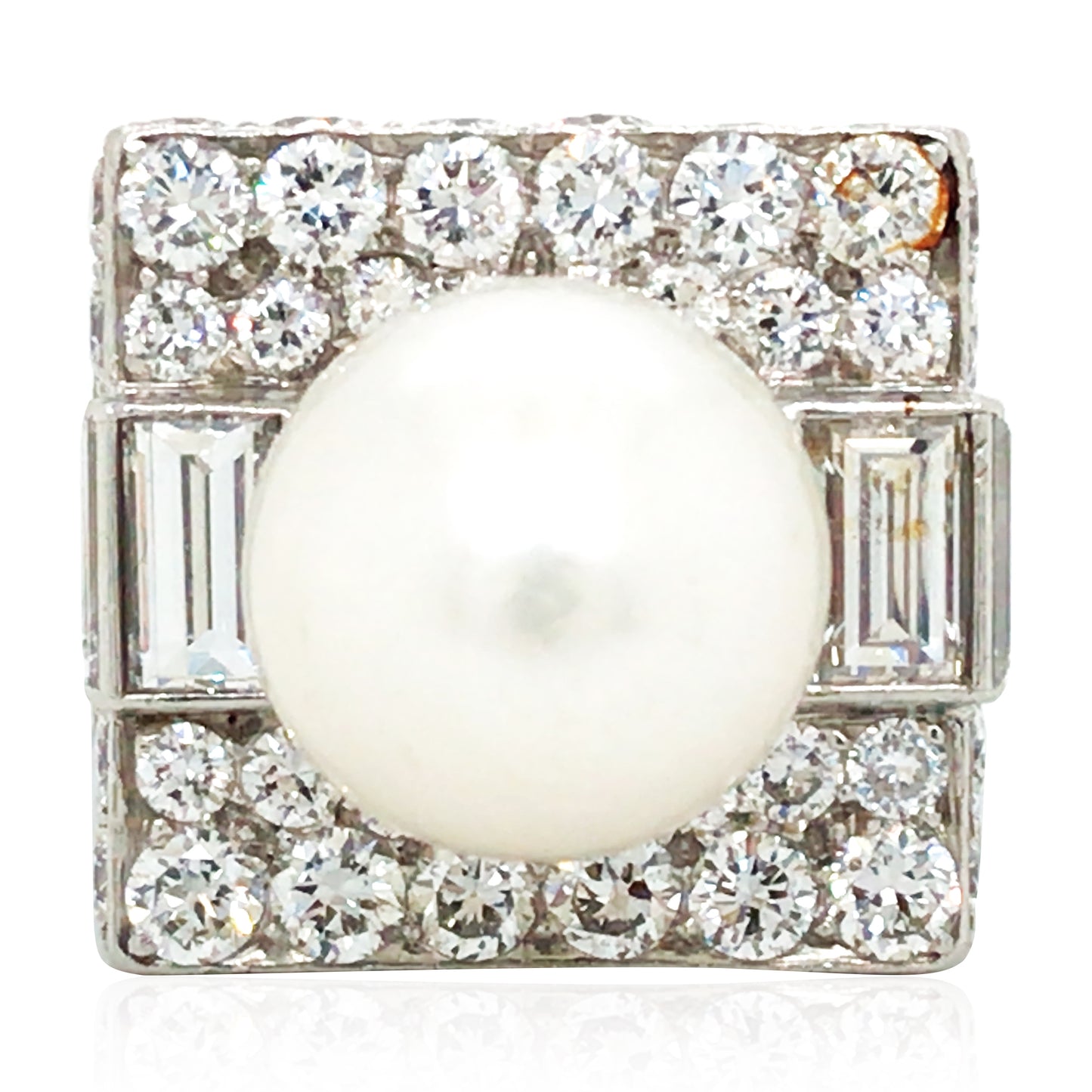 Bvlgari, Platinum Pearl Diamond Trombino Ring, GIA