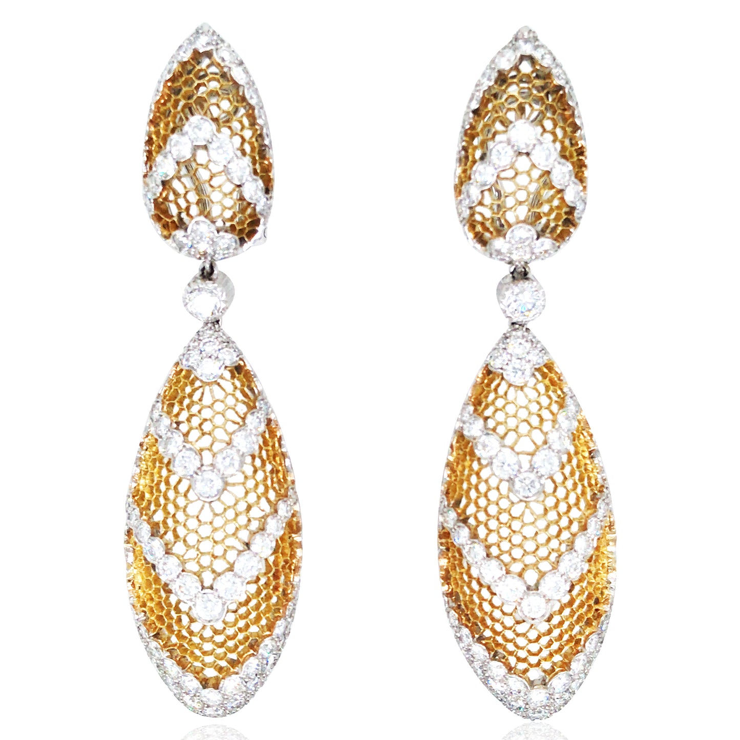 Buccellati, 18K Gold Tulle Diamond Earrings