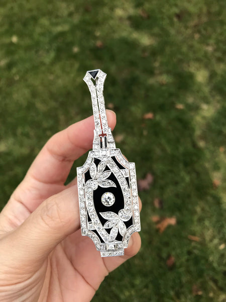 Diamond Onyx Pendant Necklace